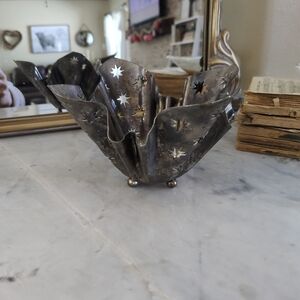 Vintage Godinger Silver Art Co Silver Plate Decor Candle Holder Star Cutouts